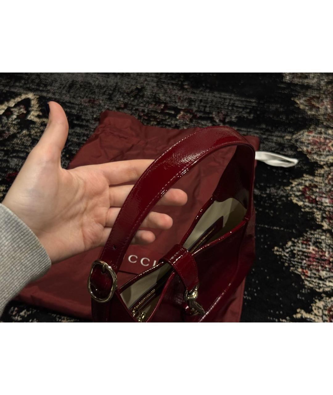 GUCCI Бордовая кожаная сумка через плечо, фото 6