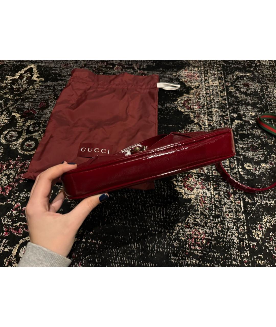 GUCCI Бордовая кожаная сумка через плечо, фото 2