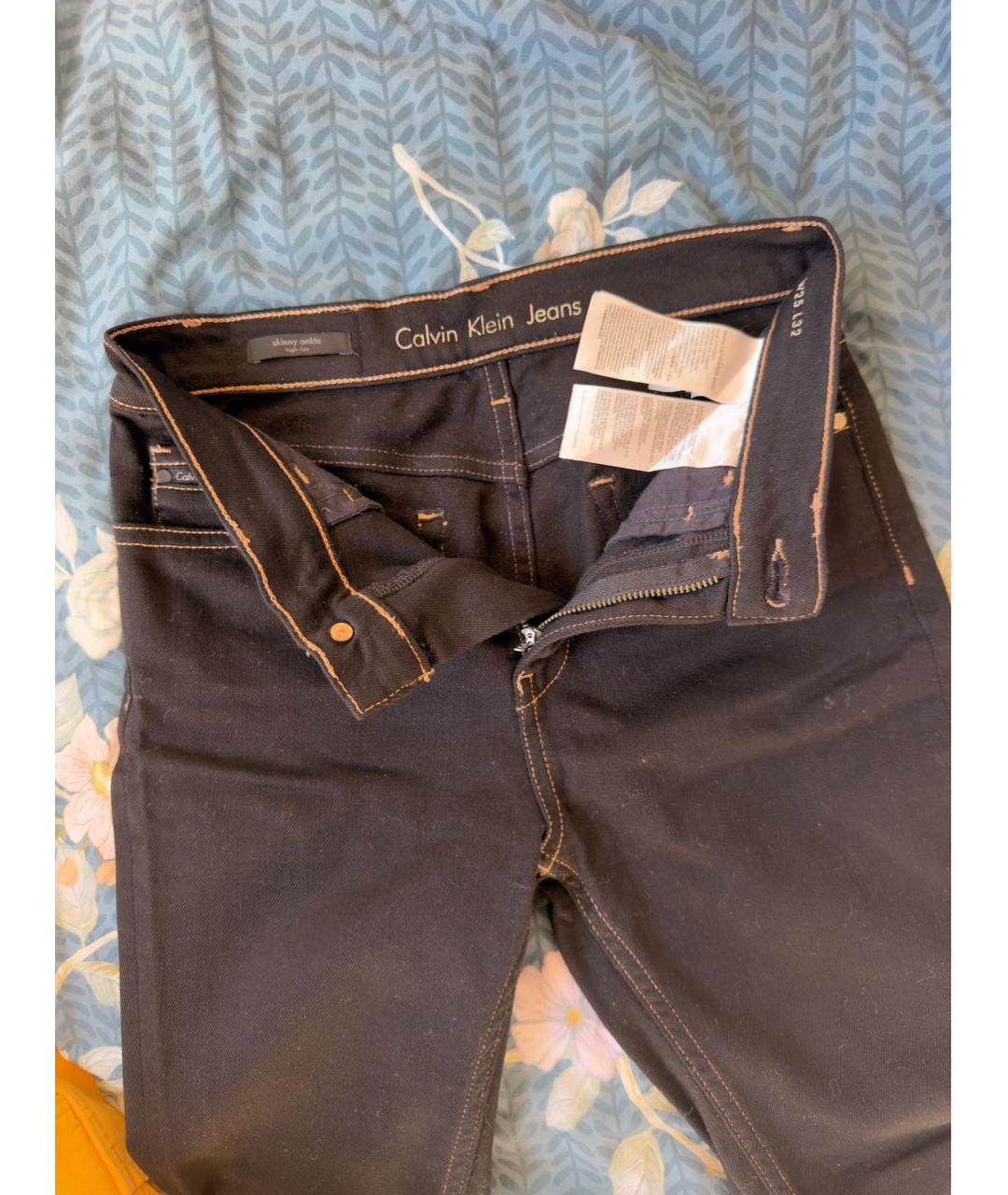CALVIN KLEIN Черные хлопко-полиэстеровые джинсы слим, фото 4
