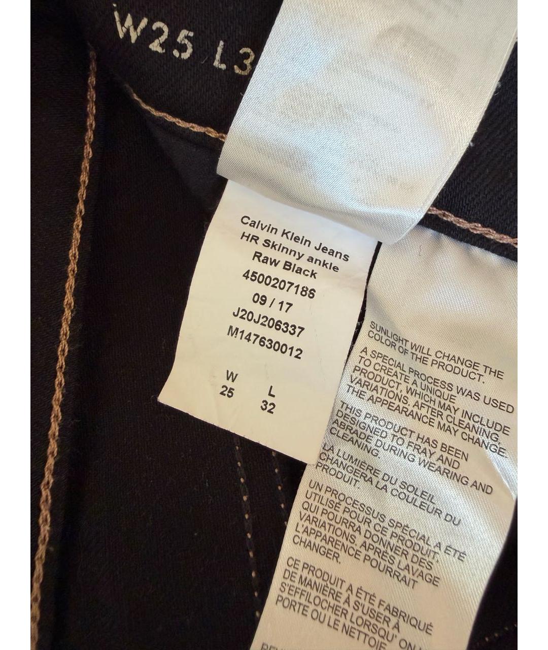 CALVIN KLEIN Черные хлопко-полиэстеровые джинсы слим, фото 6