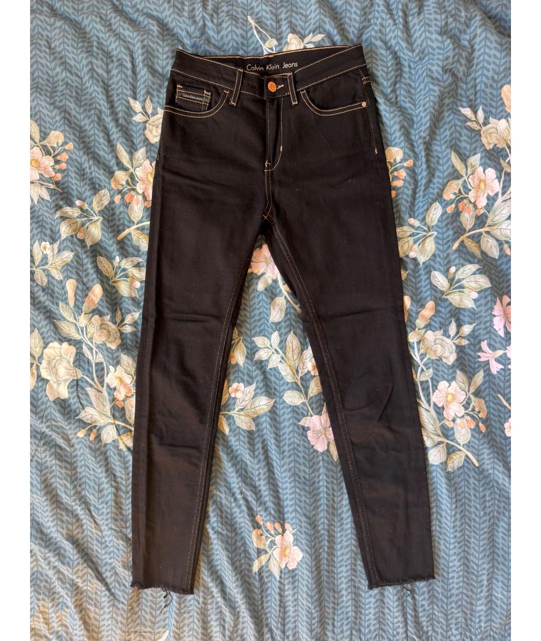 CALVIN KLEIN Черные хлопко-полиэстеровые джинсы слим, фото 7
