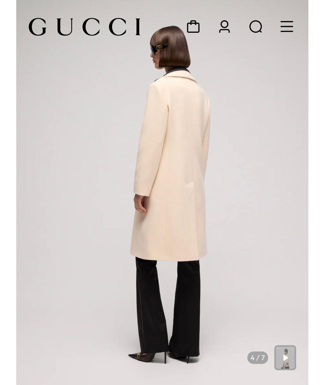 GUCCI Бежевое шерстяное пальто, фото 3