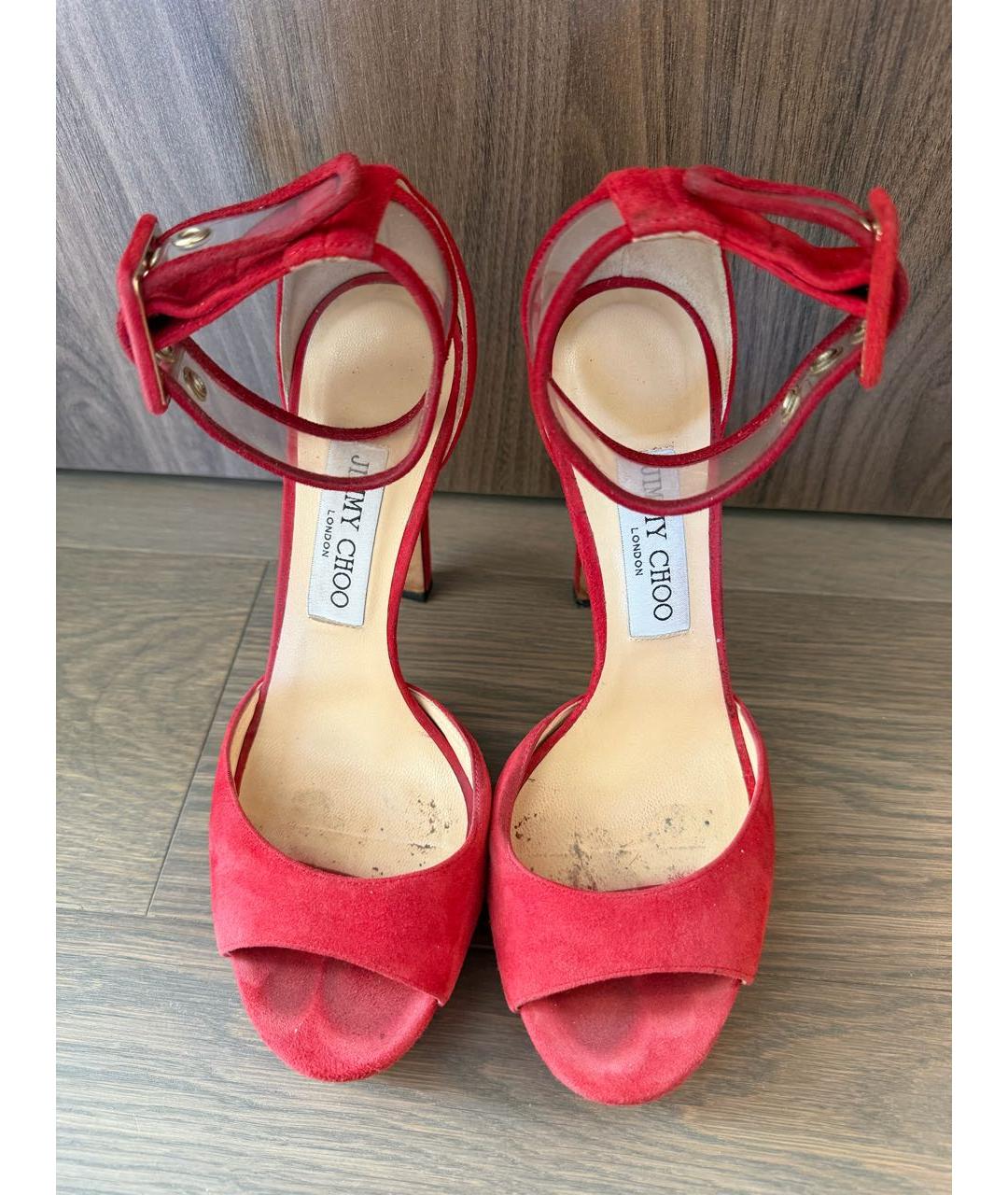 JIMMY CHOO Красные замшевые босоножки, фото 2
