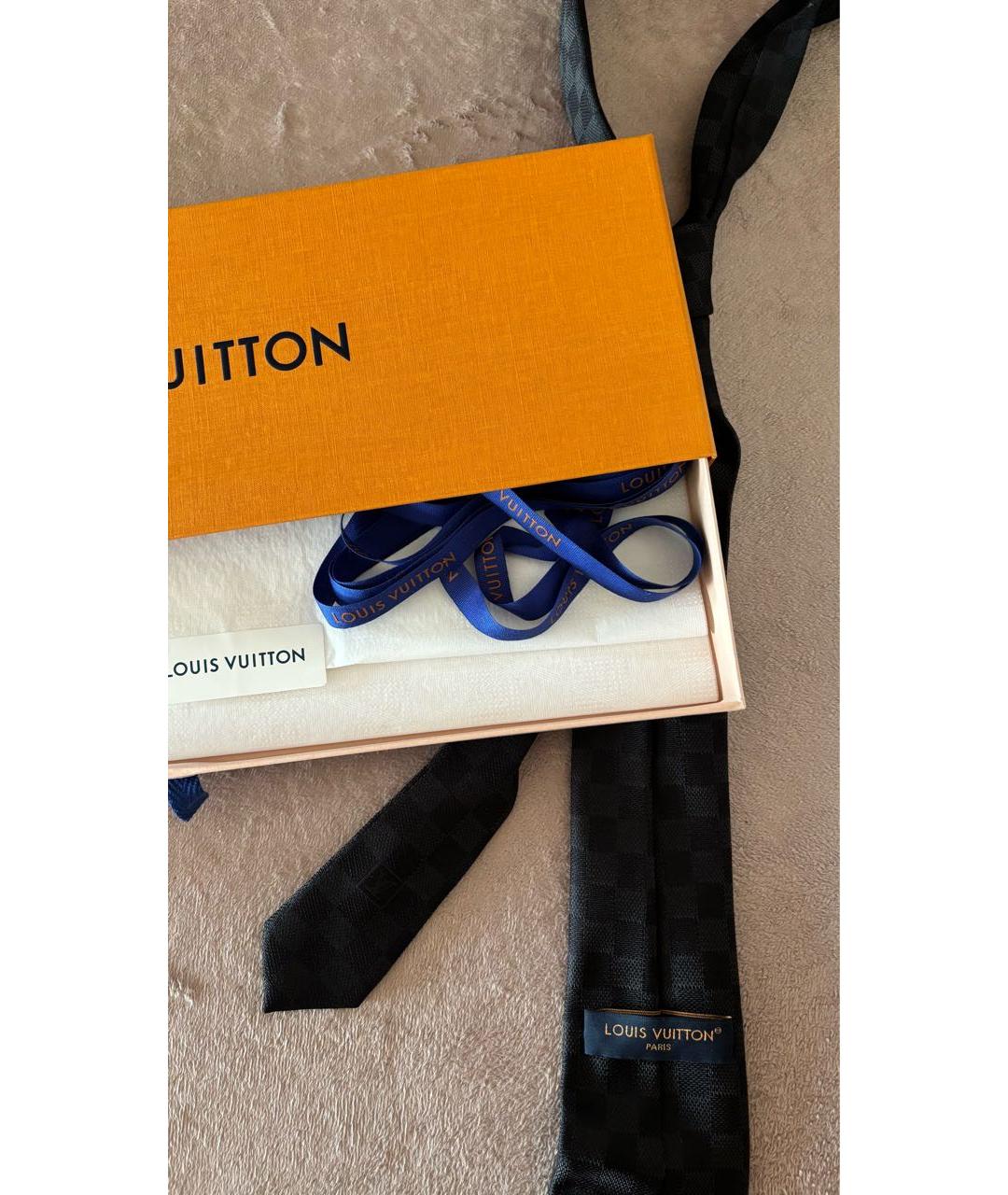 LOUIS VUITTON Черный шелковый галстук, фото 4