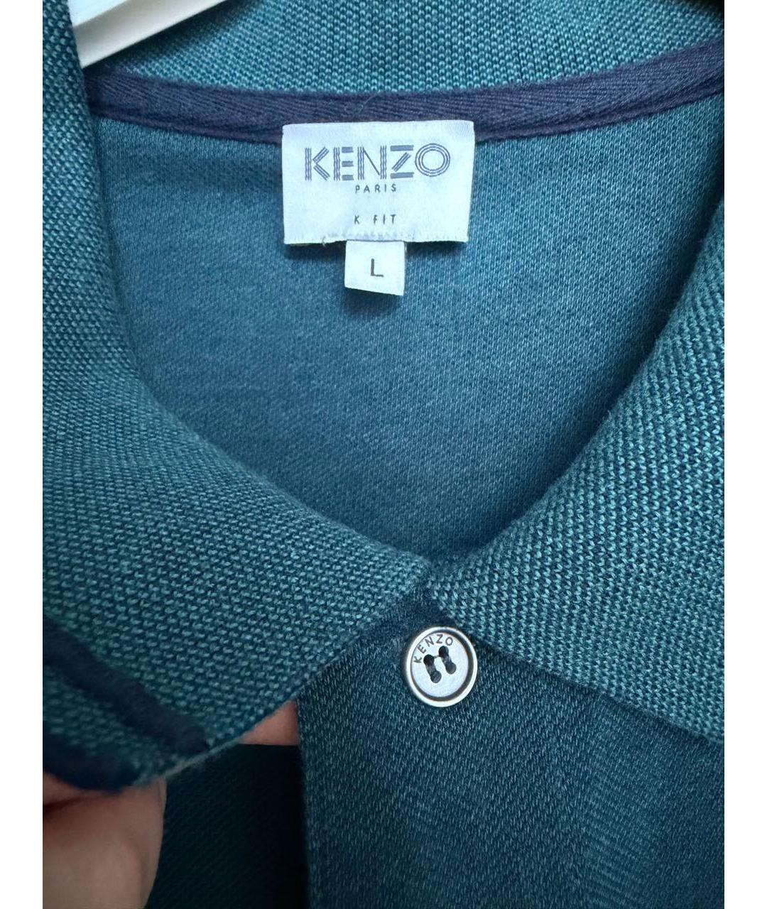 KENZO Зеленое хлопковое поло с коротким рукавом, фото 3