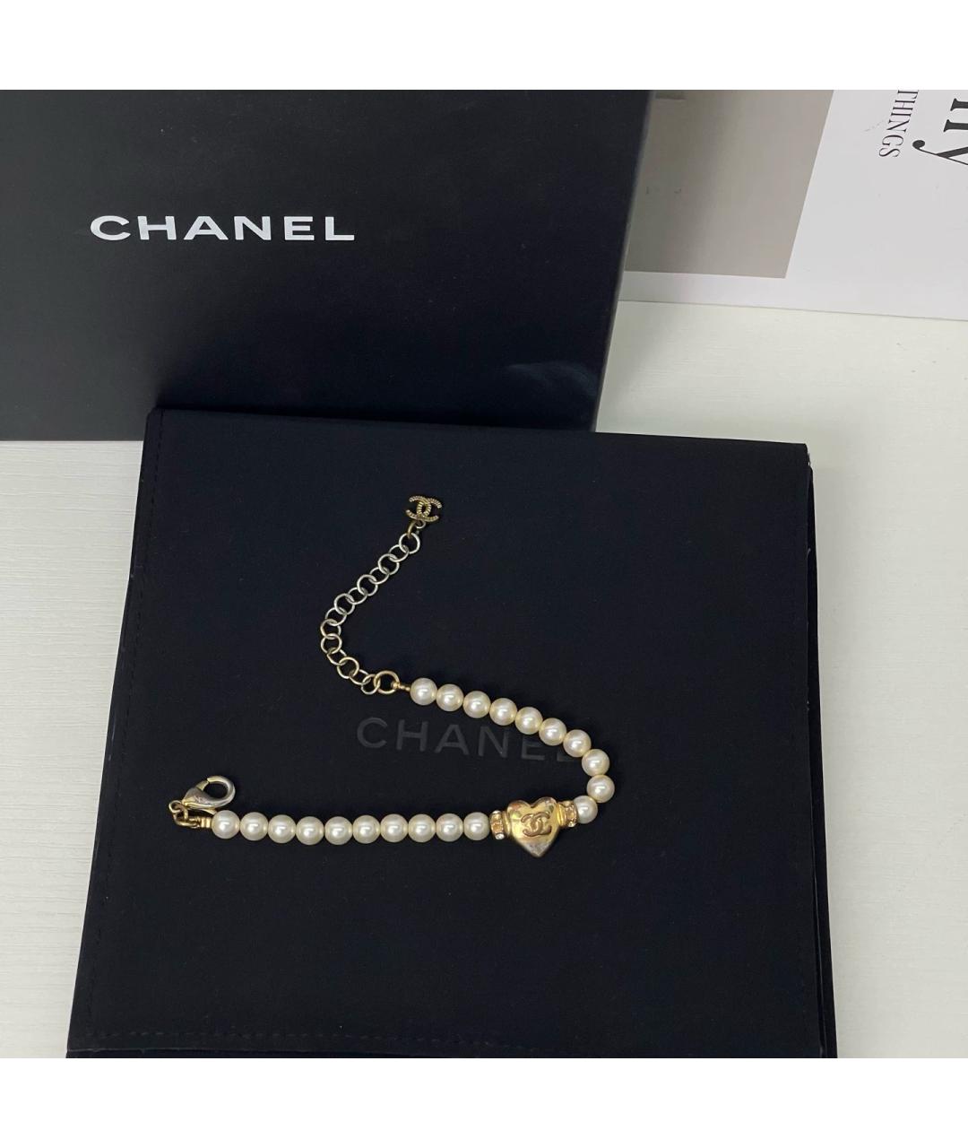 CHANEL Белый жемчужный браслет, фото 6