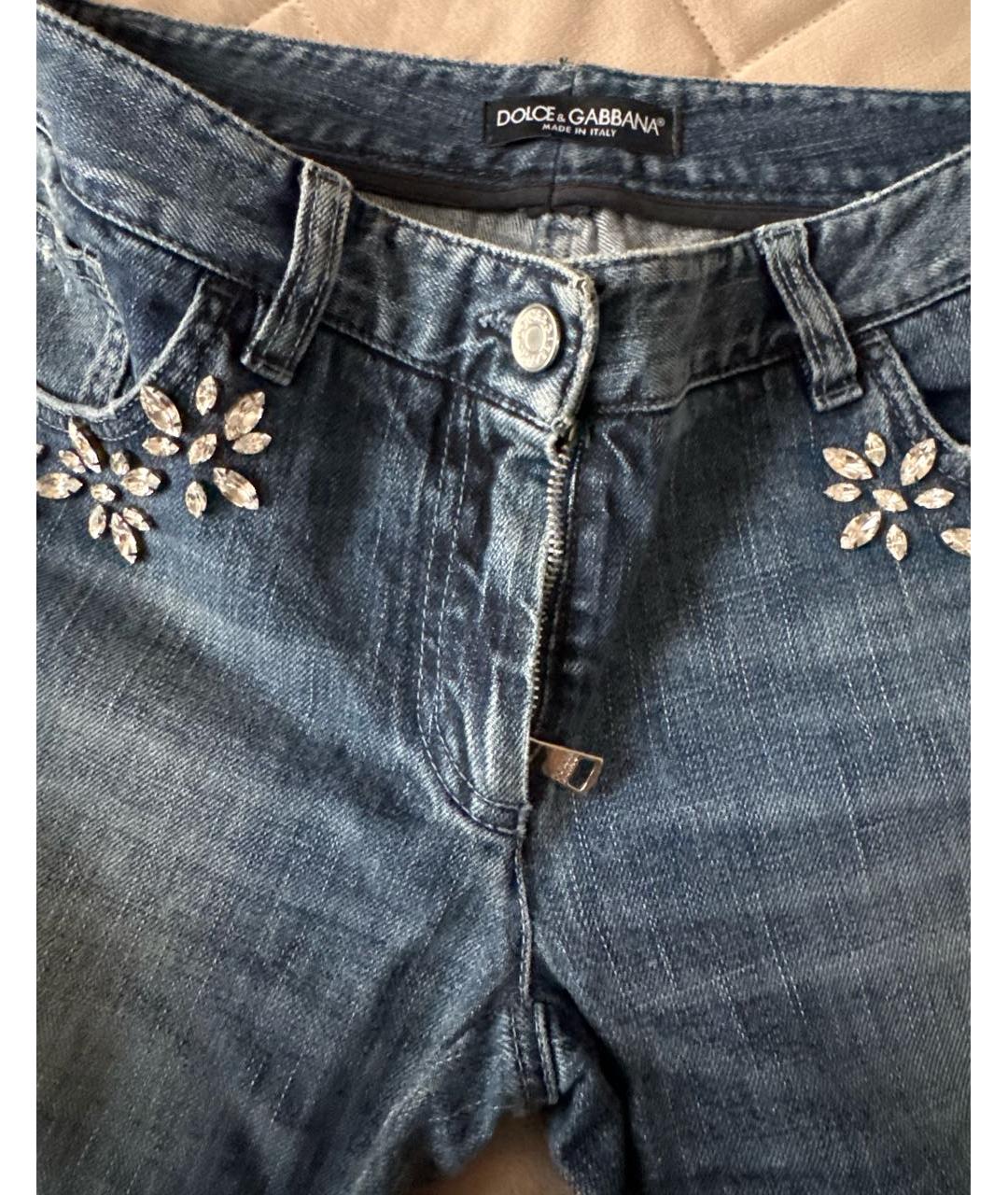 DOLCE&GABBANA Синие хлопковые джинсы слим, фото 4