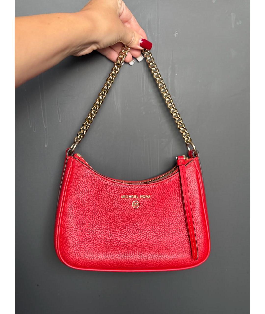 MICHAEL KORS Красная кожаная сумка с короткими ручками, фото 5