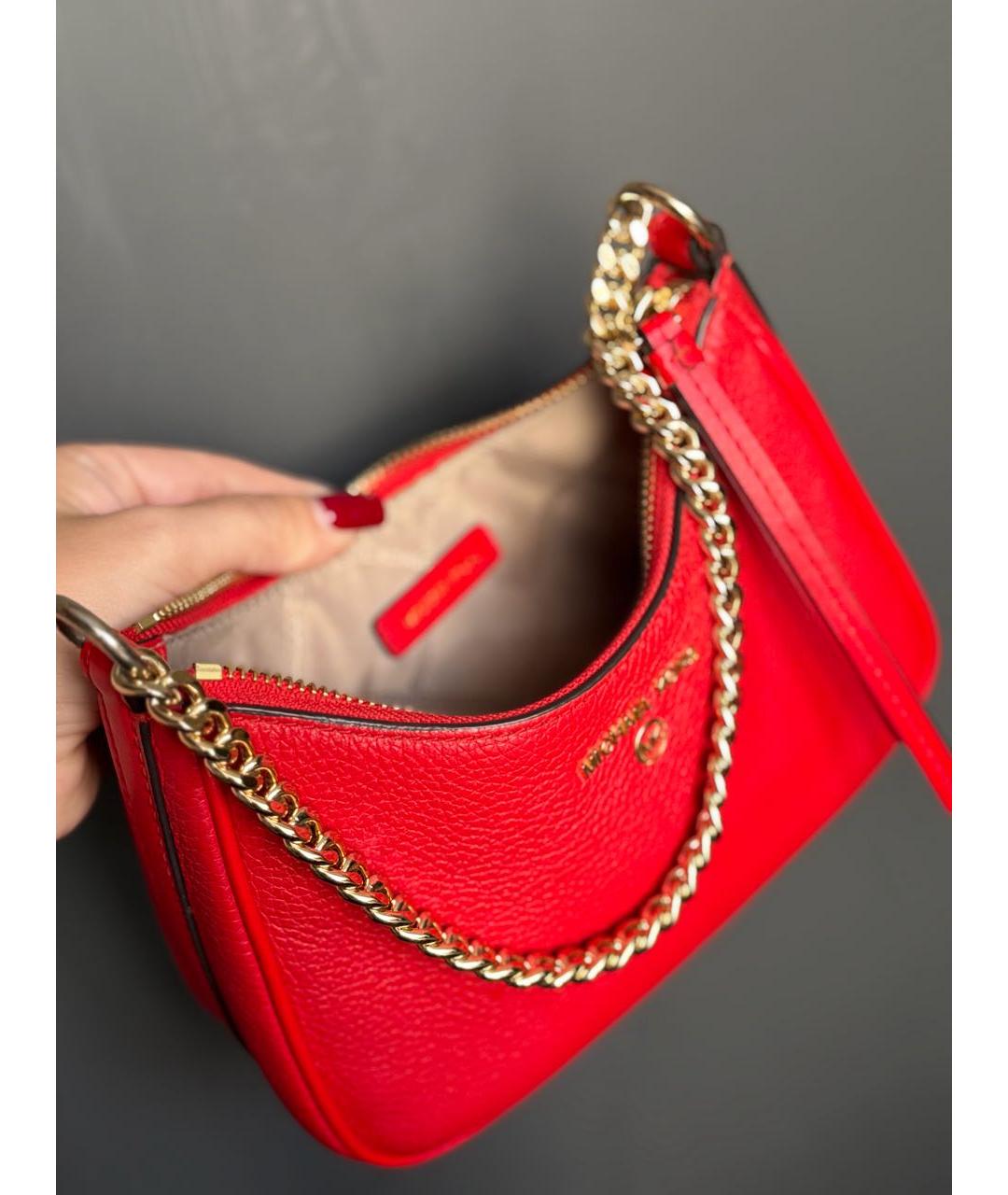 MICHAEL KORS Красная кожаная сумка с короткими ручками, фото 4