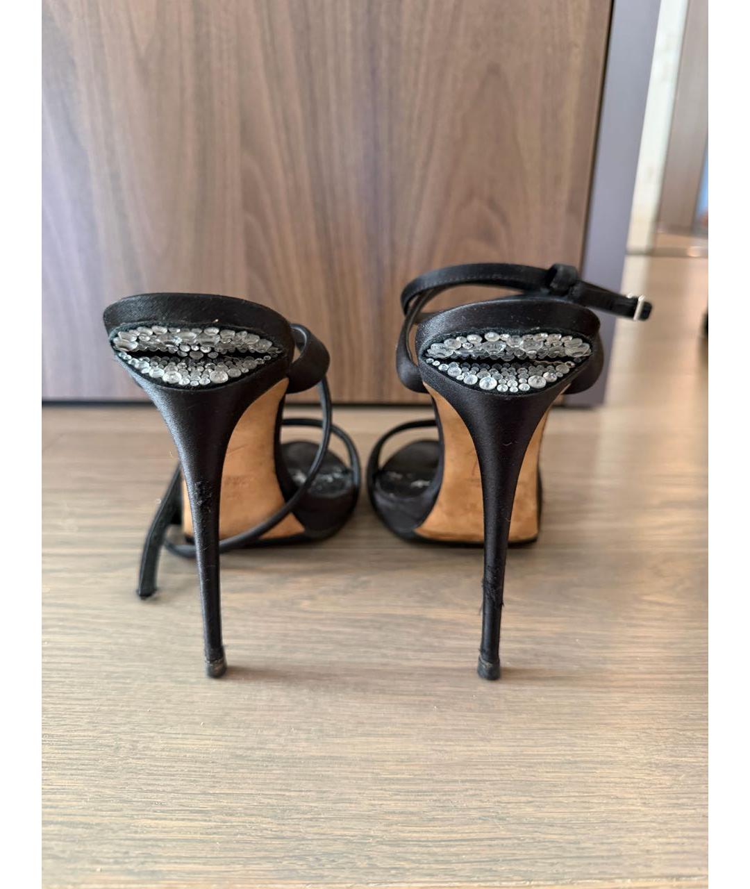GIUSEPPE ZANOTTI DESIGN Черные текстильные босоножки, фото 4