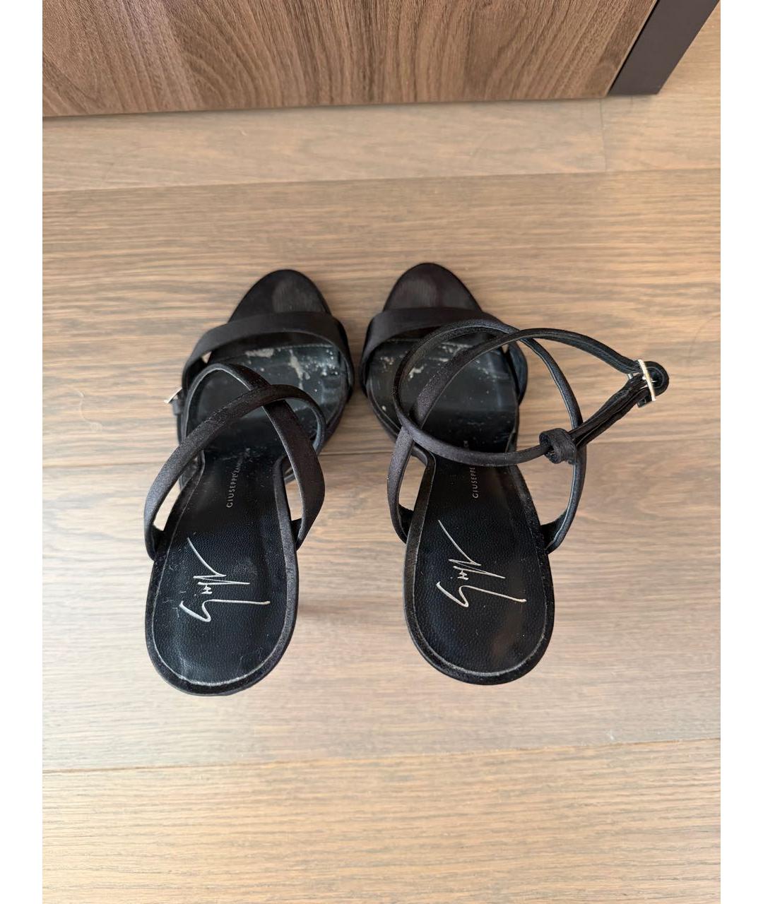 GIUSEPPE ZANOTTI DESIGN Черные текстильные босоножки, фото 3