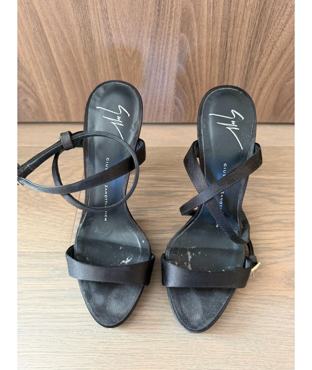 GIUSEPPE ZANOTTI DESIGN Черные текстильные босоножки, фото 2