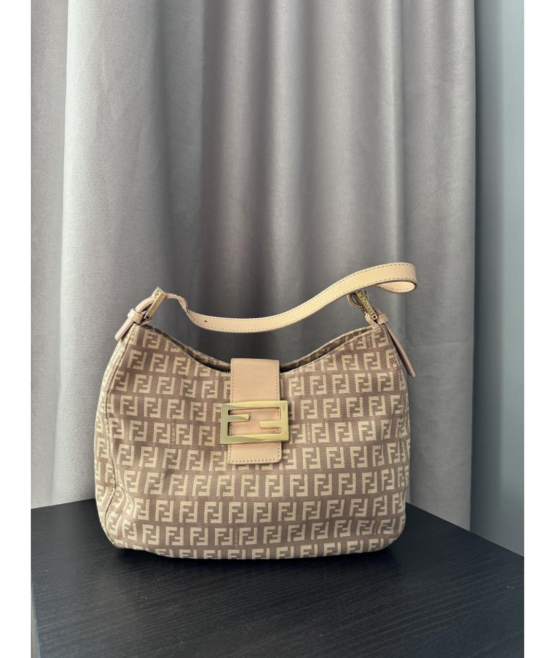 FENDI Розовая тканевая сумка с короткими ручками, фото 6
