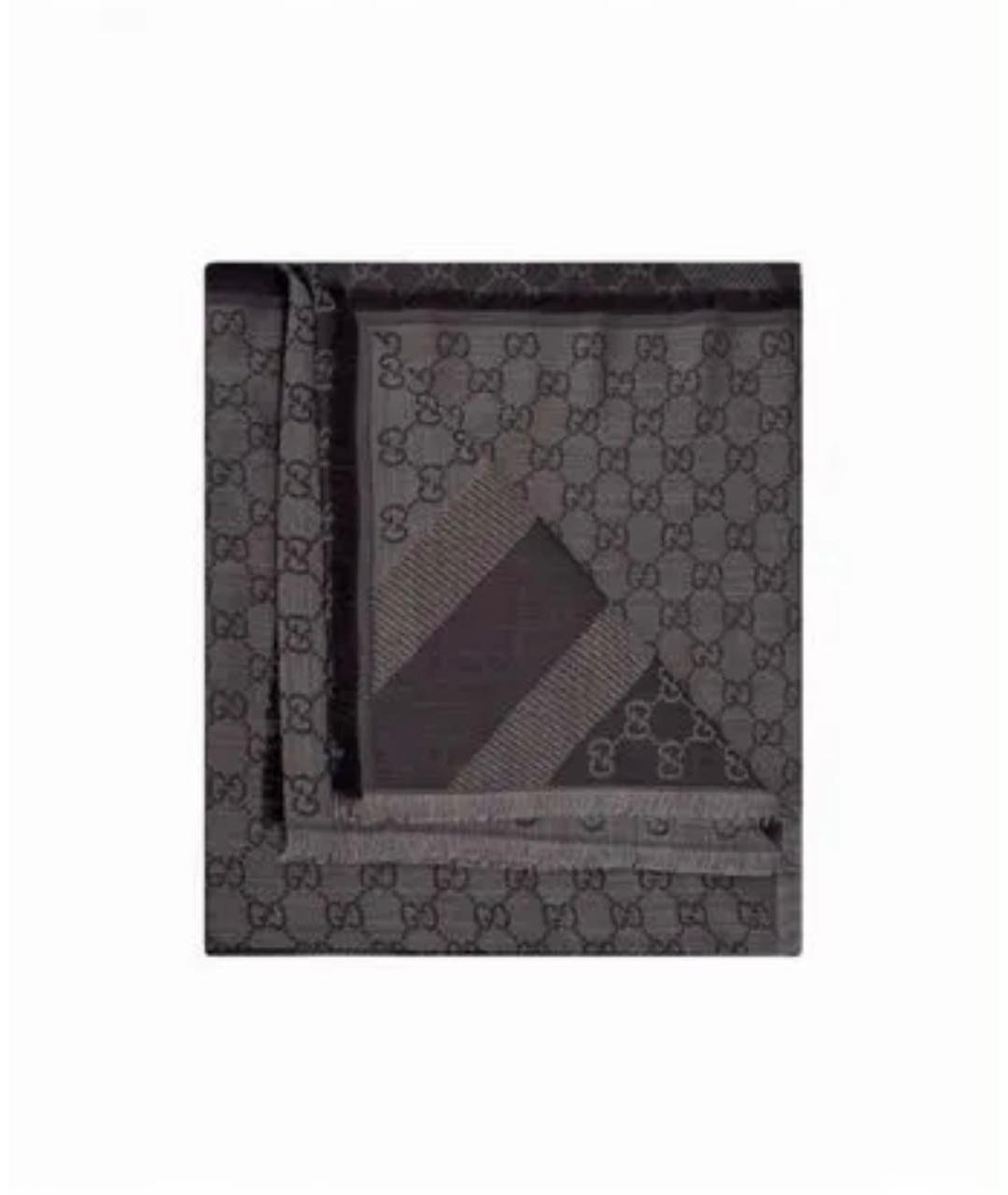GUCCI Коричневый шерстяной платок, фото 2
