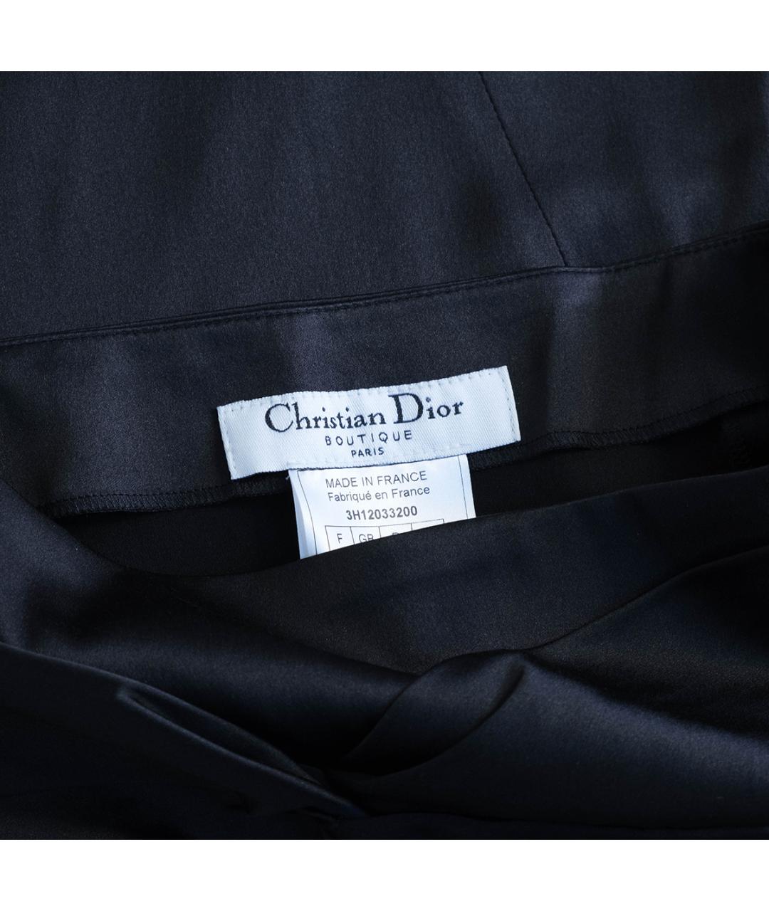 CHRISTIAN DIOR Черная шелковая юбка миди, фото 3