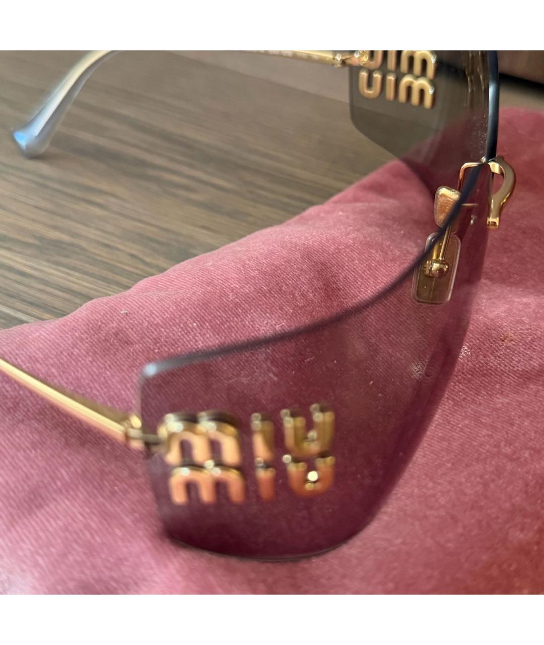MIU MIU Золотые металлические солнцезащитные очки, фото 3