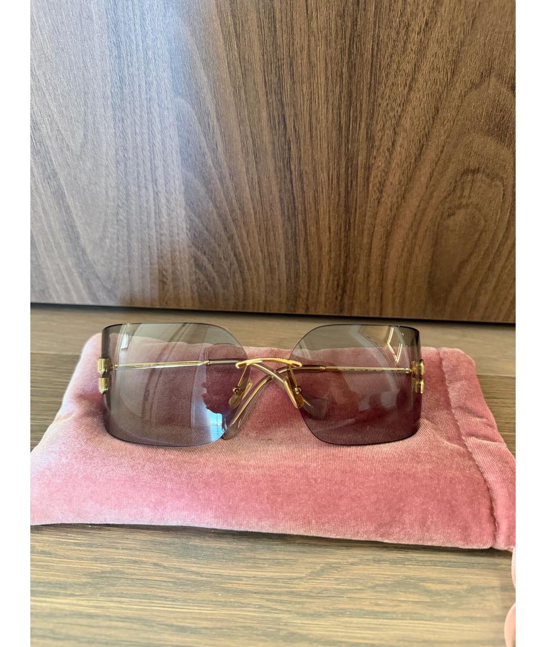 MIU MIU Золотые металлические солнцезащитные очки, фото 4