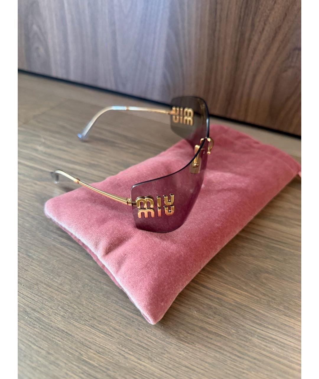 MIU MIU Золотые металлические солнцезащитные очки, фото 2