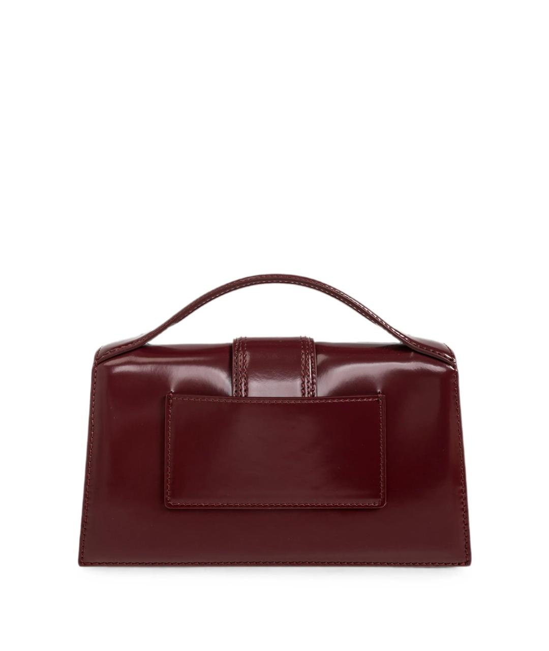 JACQUEMUS Бордовая кожаная сумка с короткими ручками, фото 2