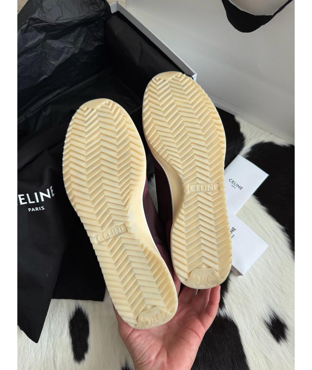 CELINE Бордовые замшевые кеды, фото 6