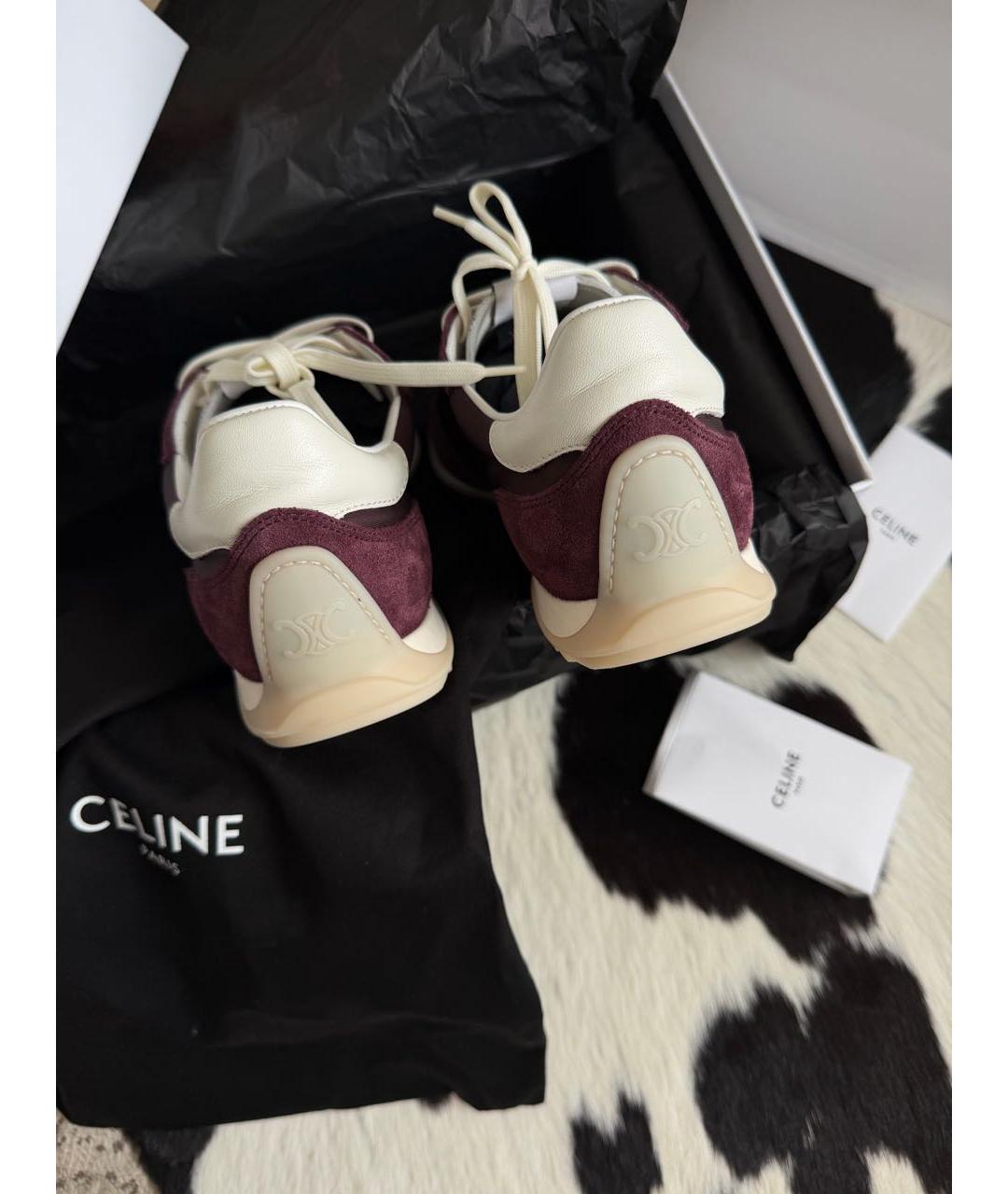CELINE Бордовые замшевые кеды, фото 5