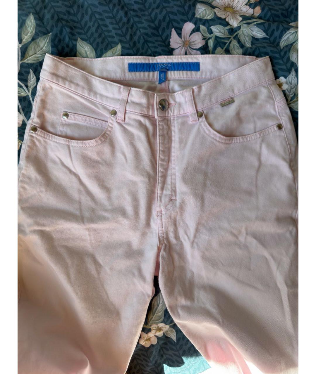 ESCADA Розовые хлопко-эластановые прямые джинсы, фото 5