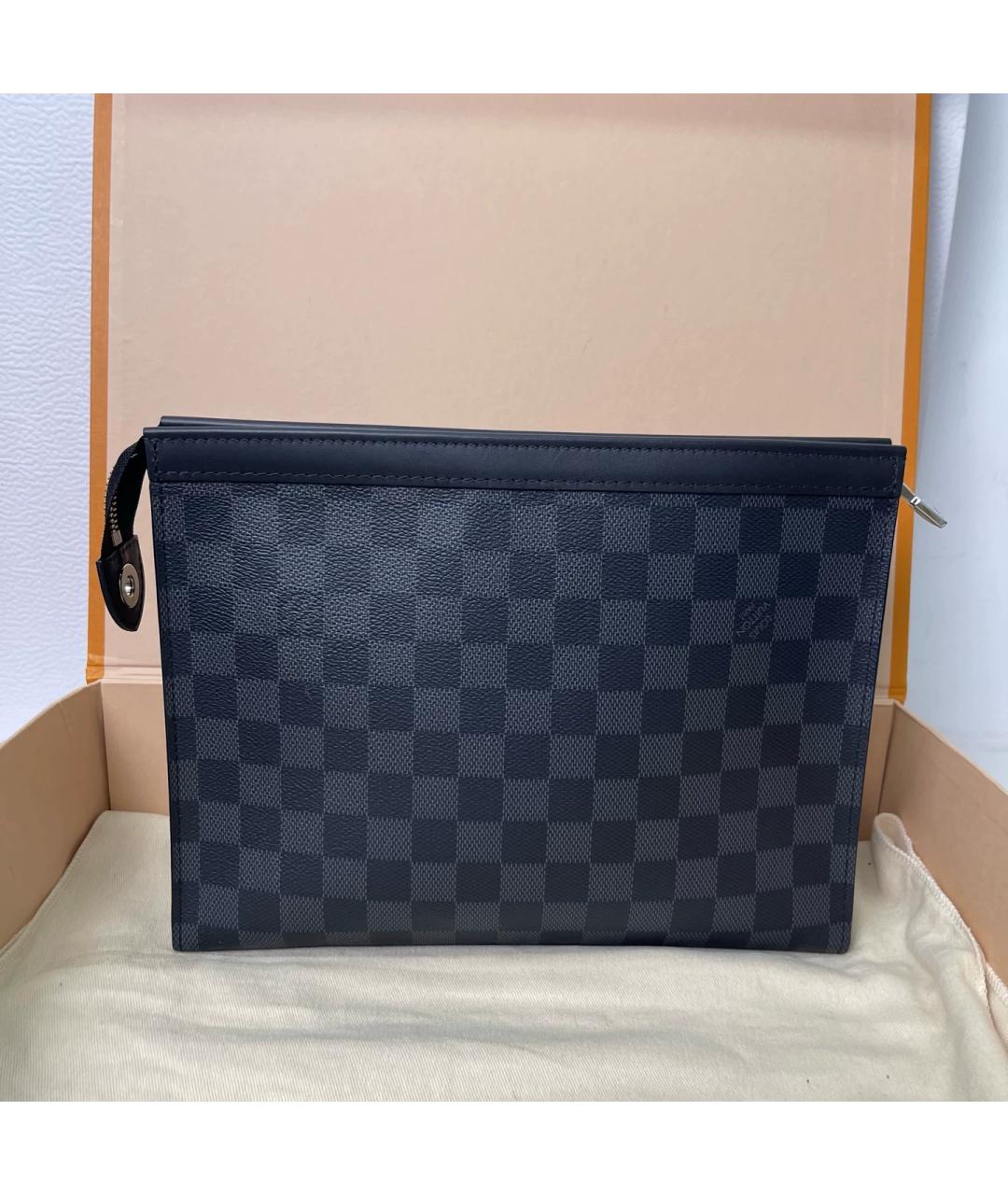 LOUIS VUITTON Темно-синяя папка для документов из канвы, фото 2