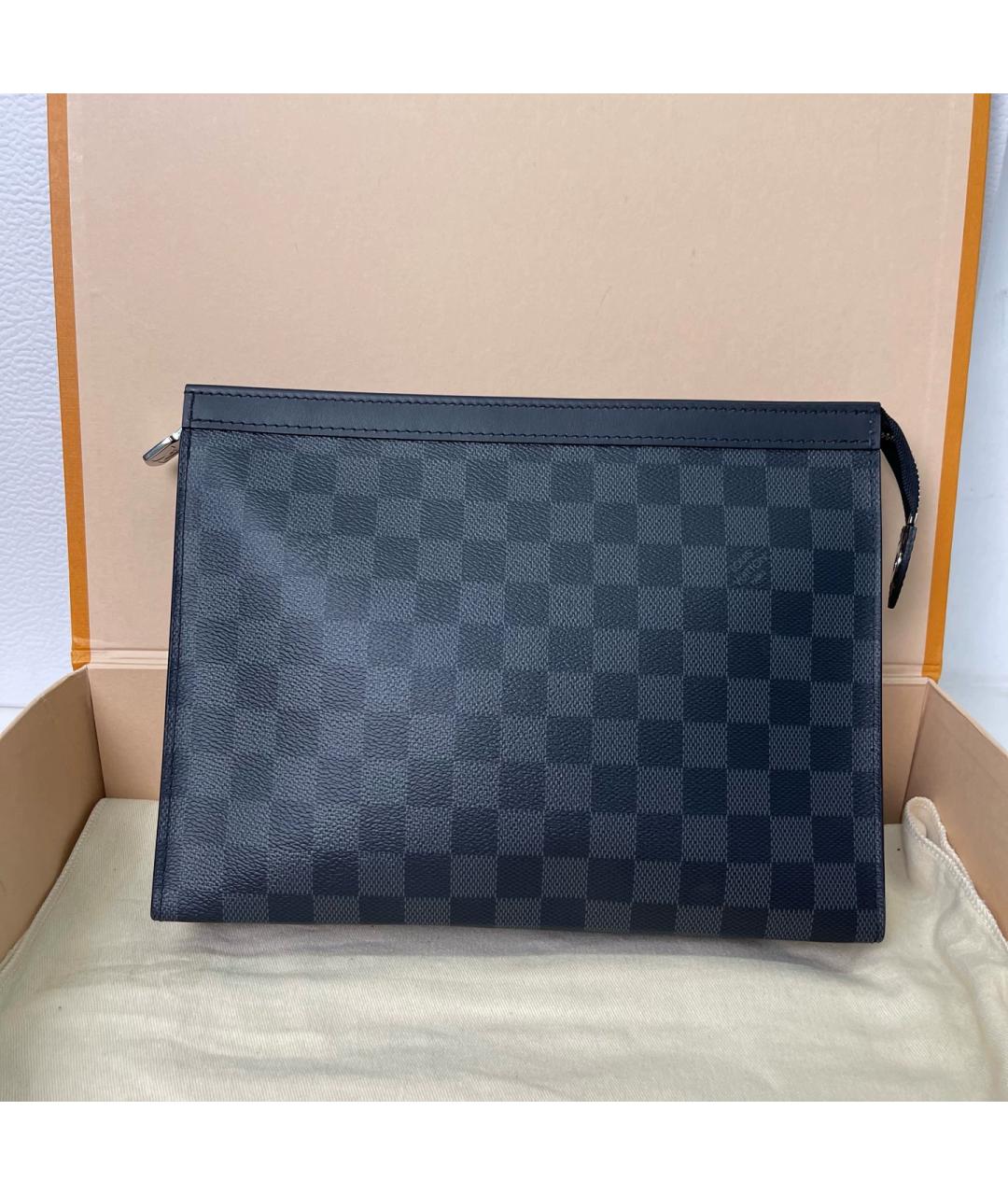 LOUIS VUITTON Темно-синяя папка для документов из канвы, фото 7