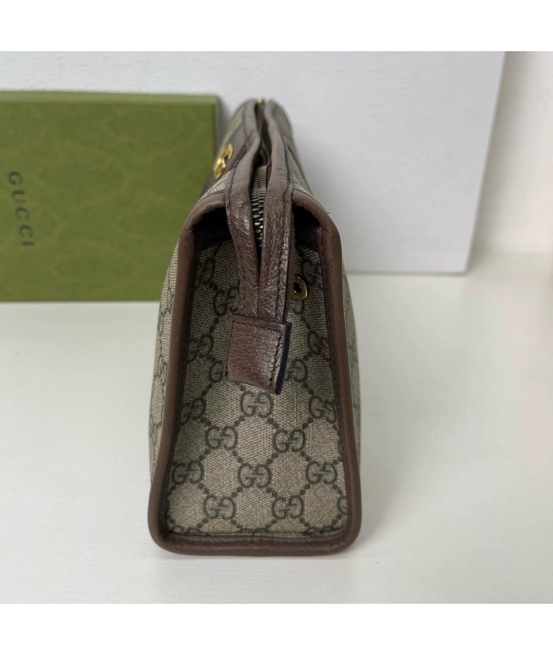 GUCCI Бежевая папка для документов из канвы, фото 6