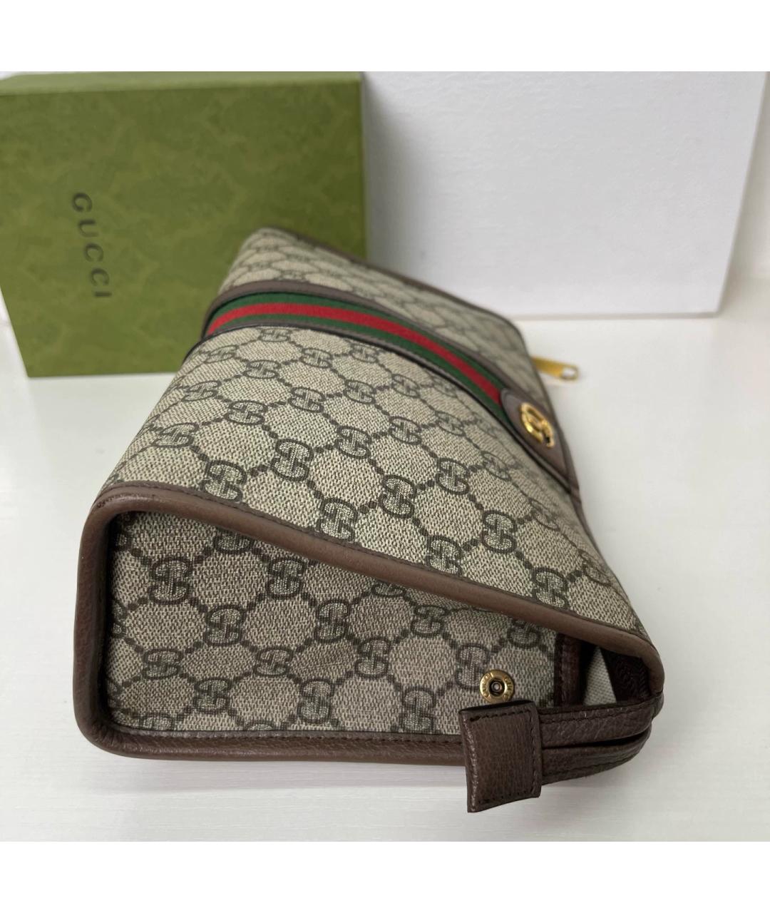 GUCCI Бежевая папка для документов из канвы, фото 5