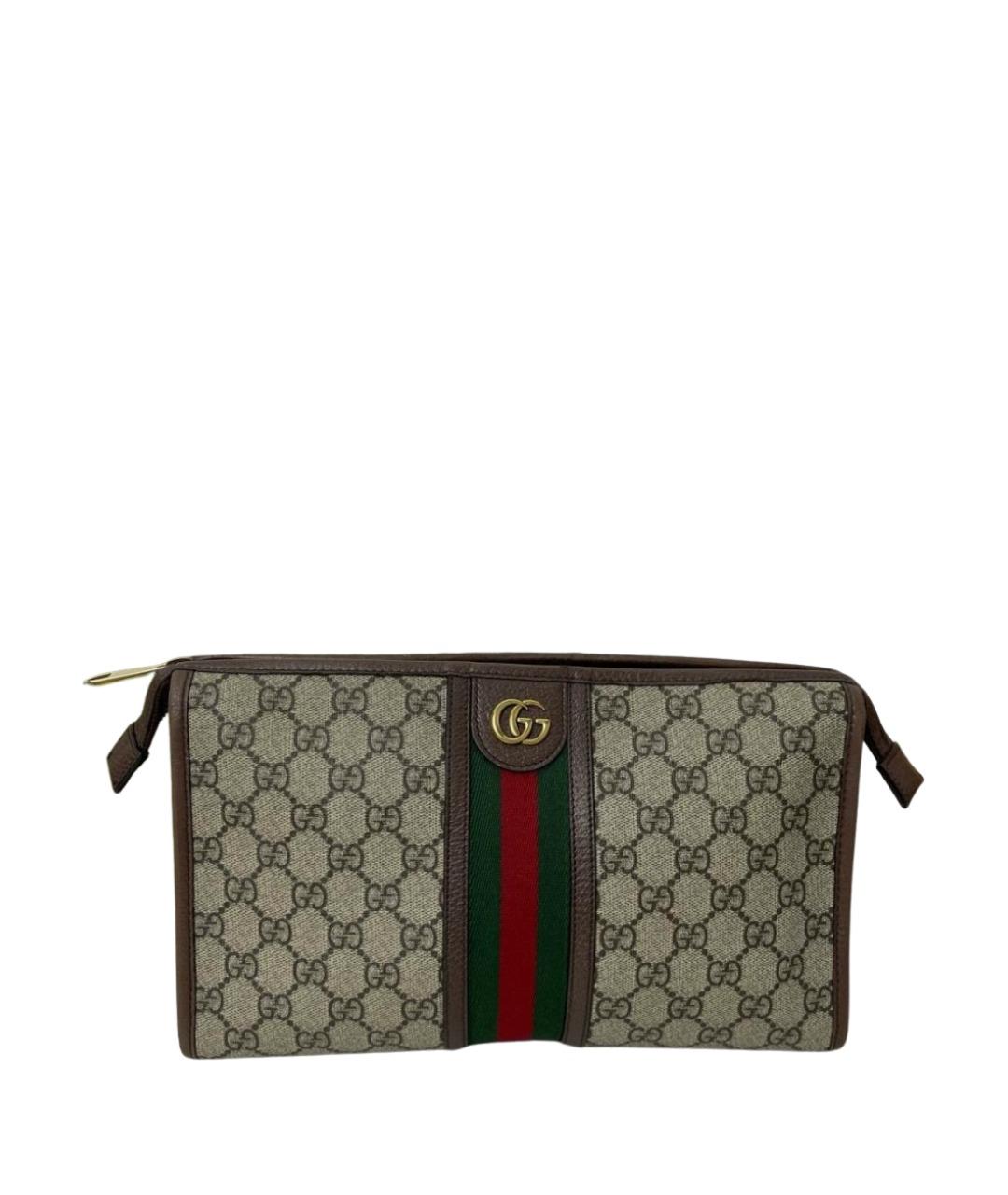 GUCCI Бежевая папка для документов из канвы, фото 1