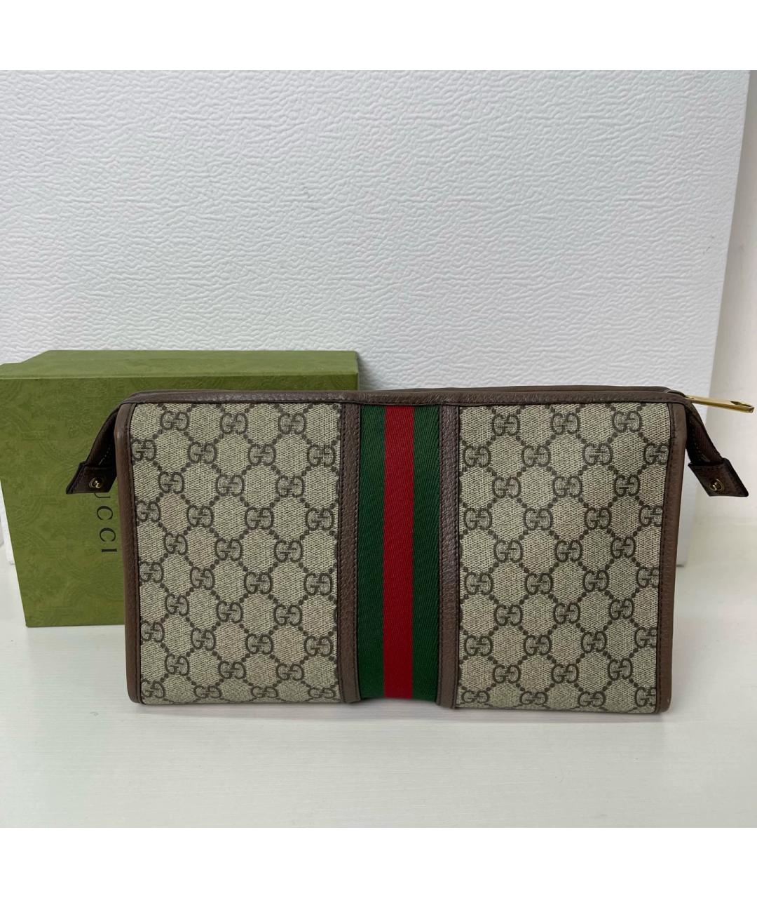 GUCCI Бежевая папка для документов из канвы, фото 2