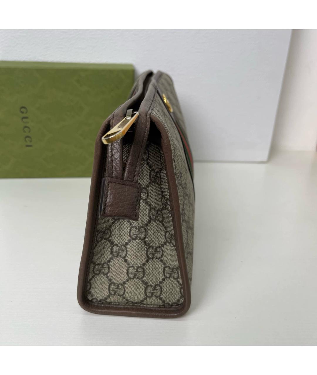 GUCCI Бежевая папка для документов из канвы, фото 7