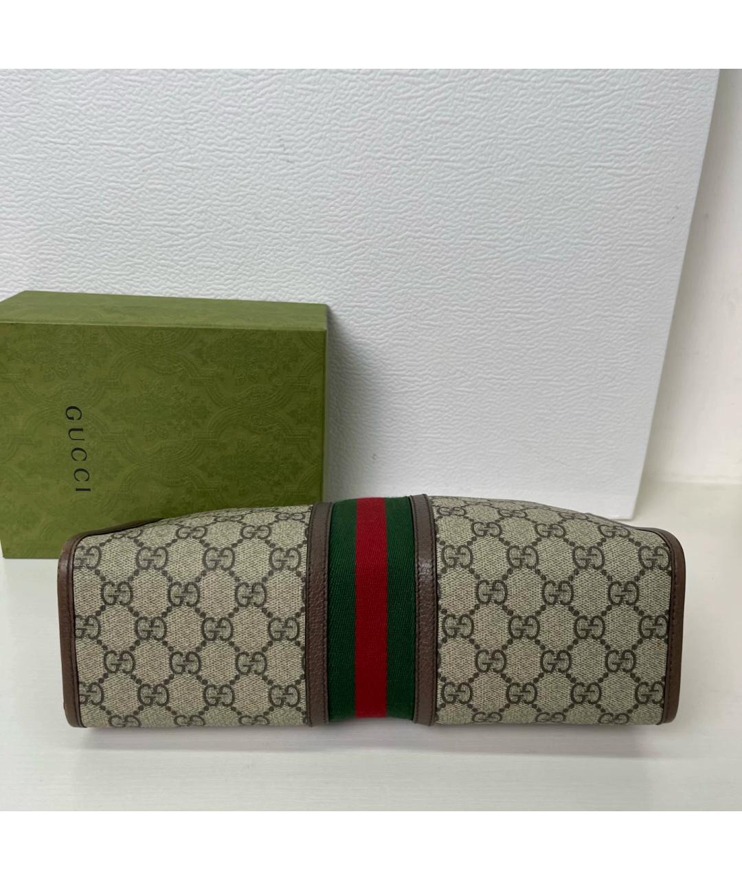 GUCCI Бежевая папка для документов из канвы, фото 4