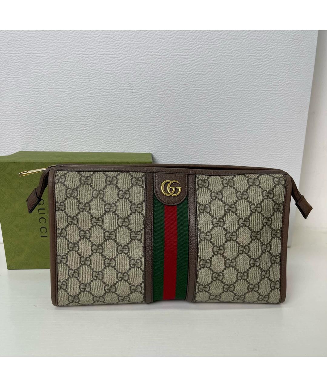 GUCCI Бежевая папка для документов из канвы, фото 10