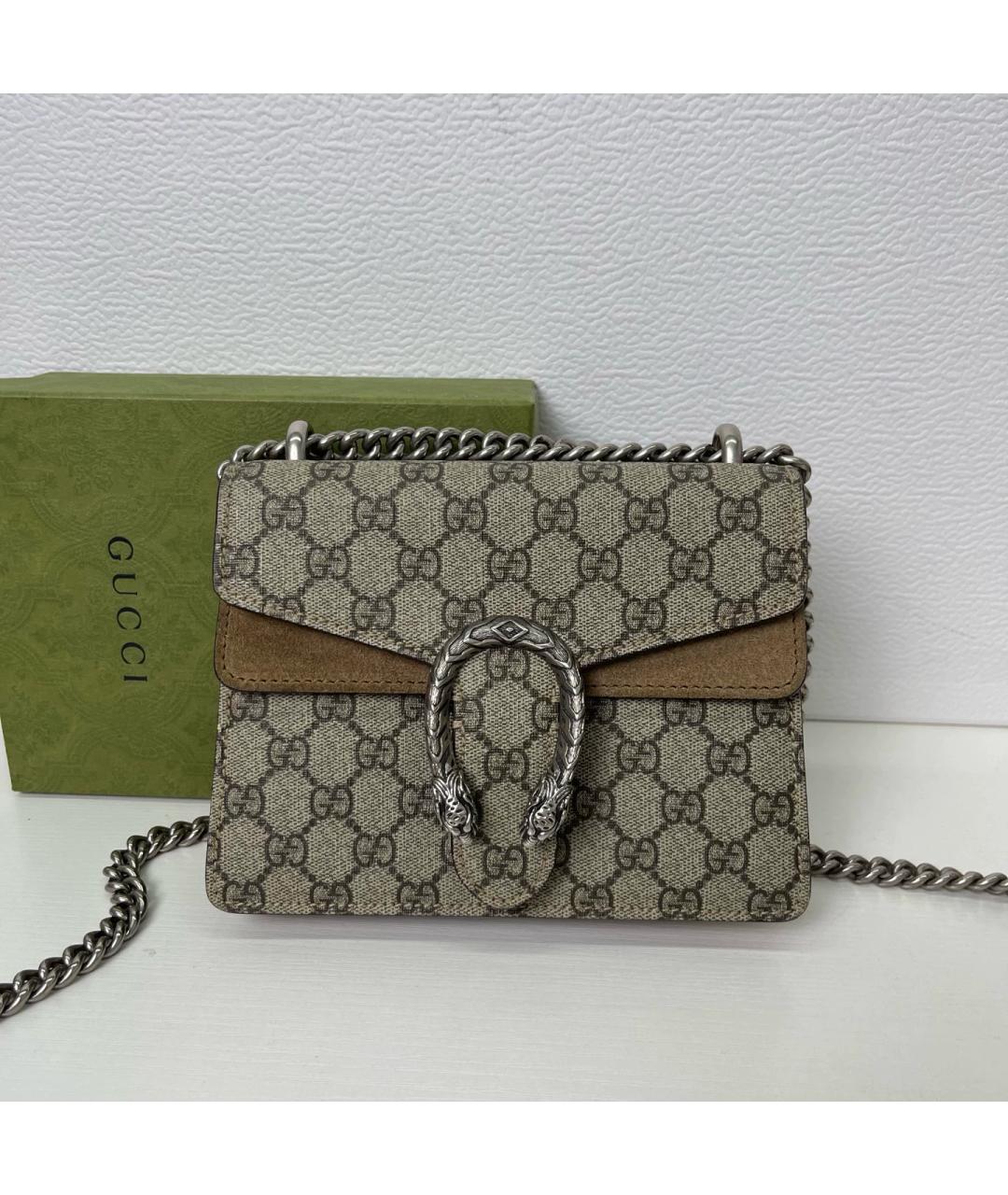 GUCCI Бежевая сумка через плечо из канвы, фото 2