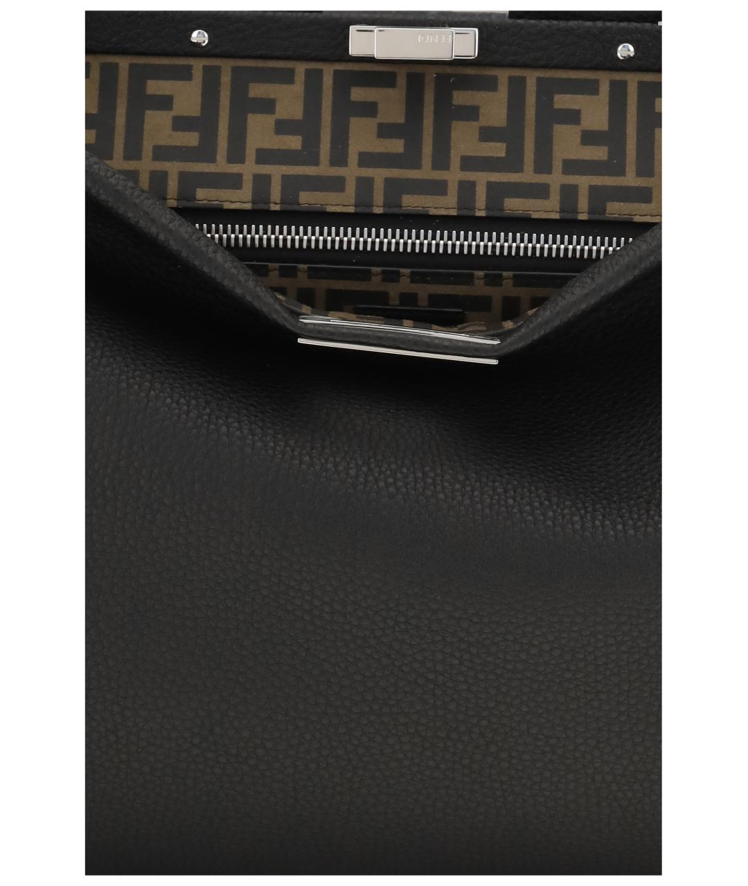 FENDI Черная кожаная сумка тоут, фото 4