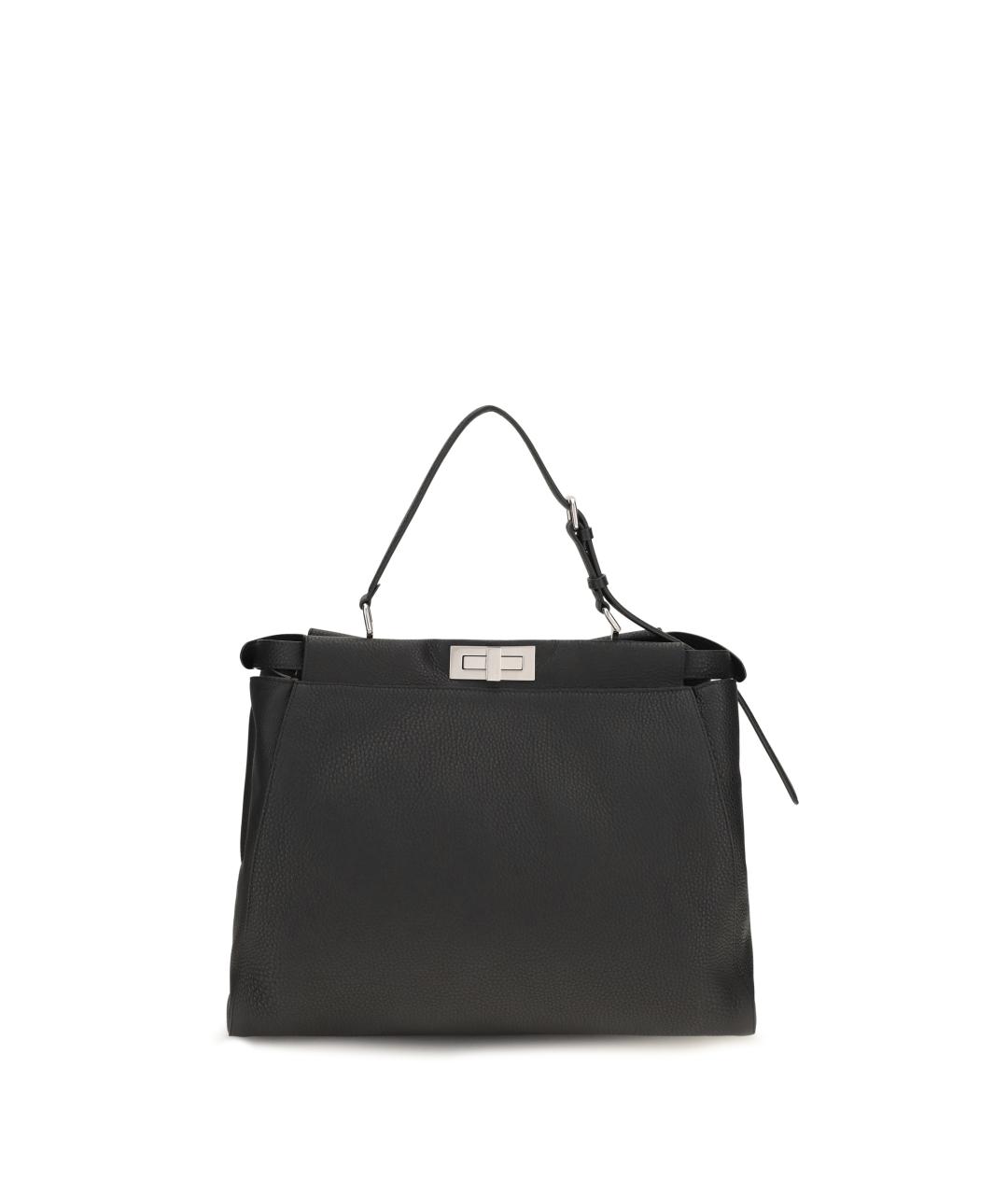 FENDI Черная кожаная сумка тоут, фото 5
