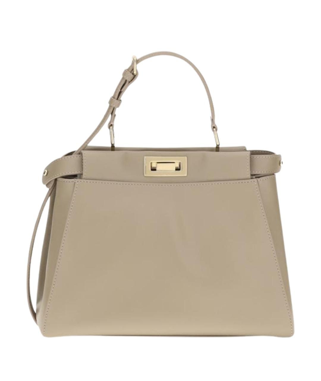 FENDI Бежевая кожаная сумка тоут, фото 1