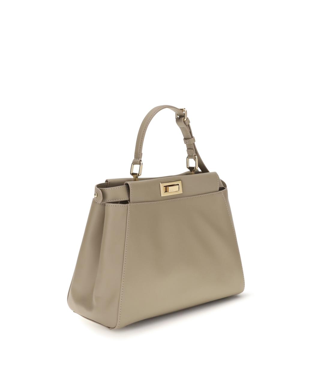 FENDI Бежевая кожаная сумка тоут, фото 3