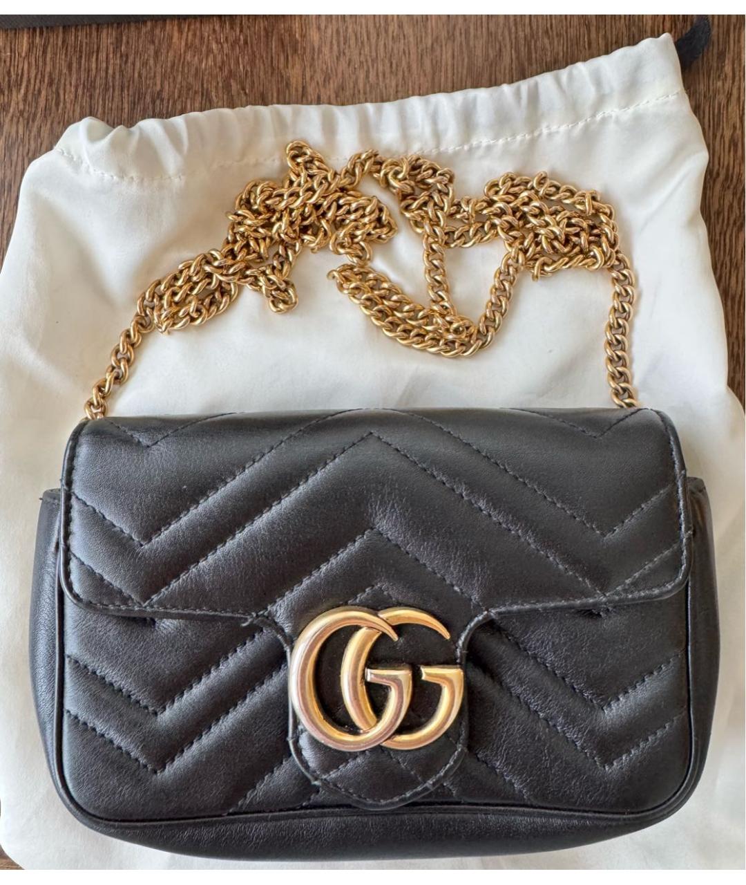 GUCCI Черная кожаная сумка через плечо, фото 8