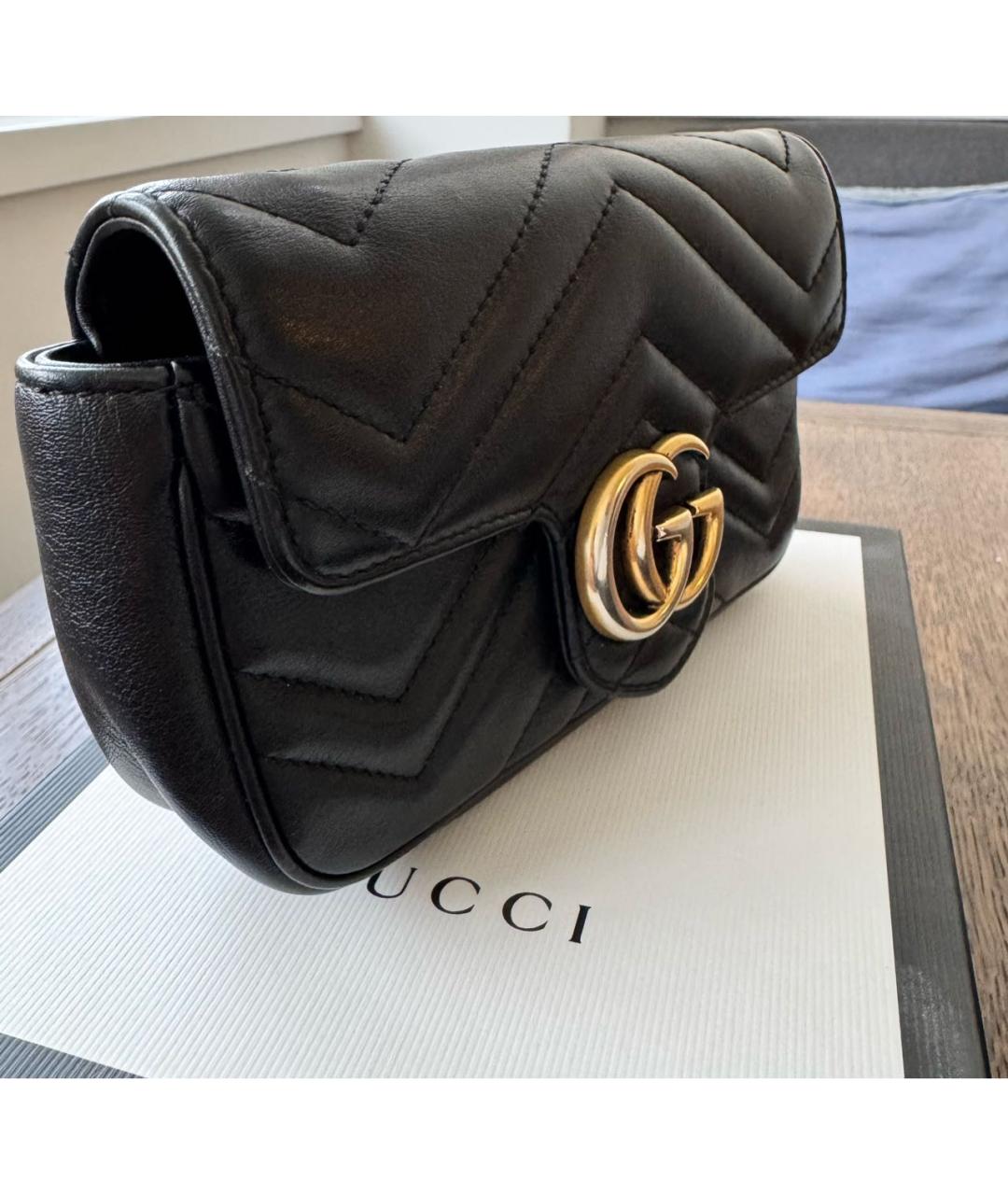 GUCCI Черная кожаная сумка через плечо, фото 2
