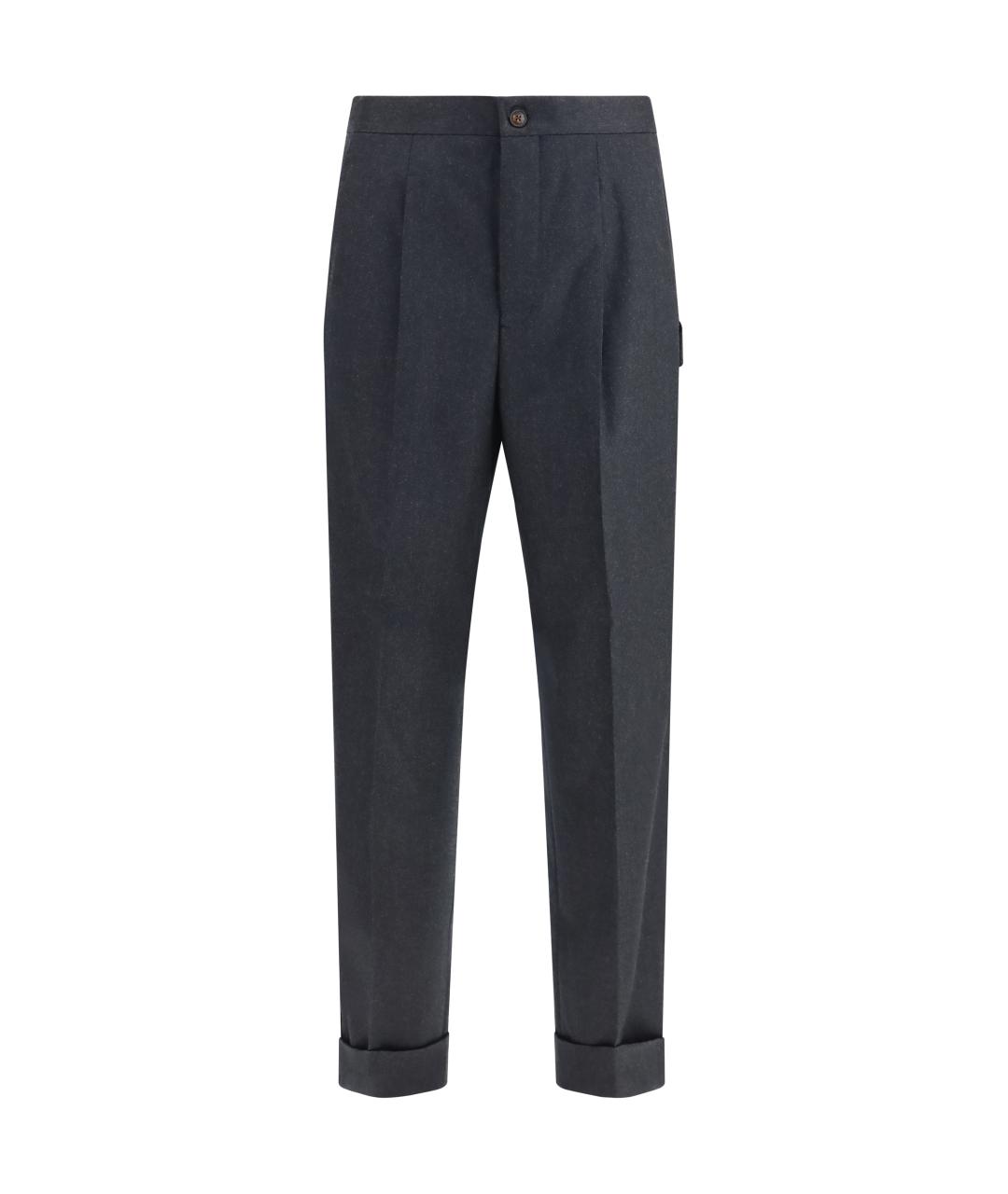 UMIT BENAN Антрацитовые шерстяные повседневные брюки, фото 1