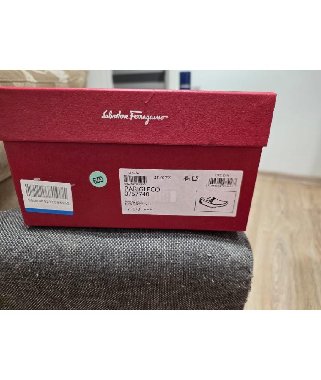 FERRAGAMO Коричневые замшевые мокасины, фото 5