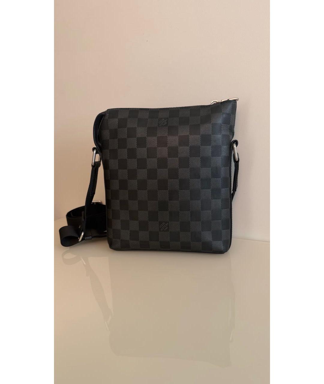 LOUIS VUITTON Черная сумка на плечо из канвы, фото 3