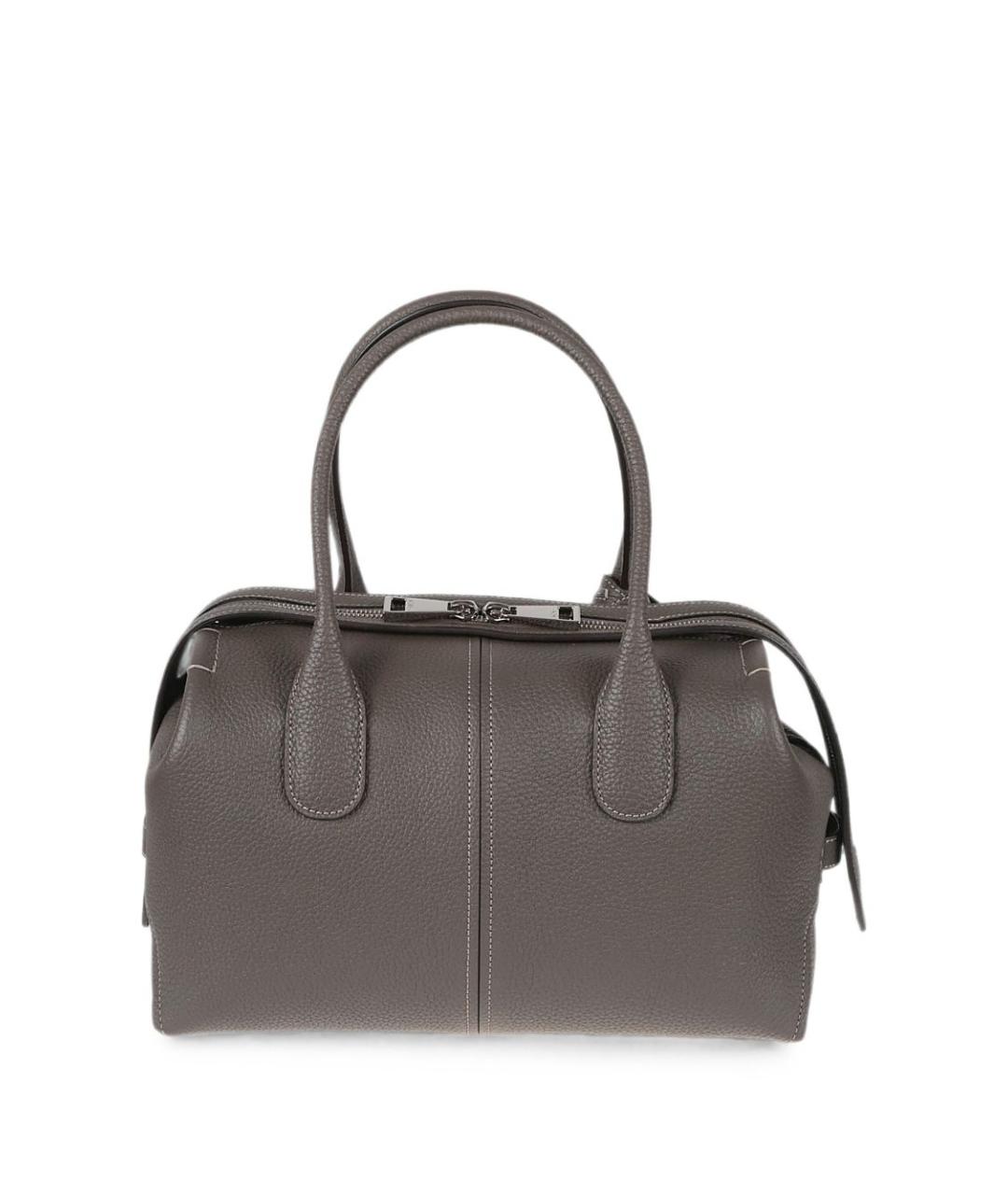 TOD'S Серая кожаная сумка тоут, фото 3