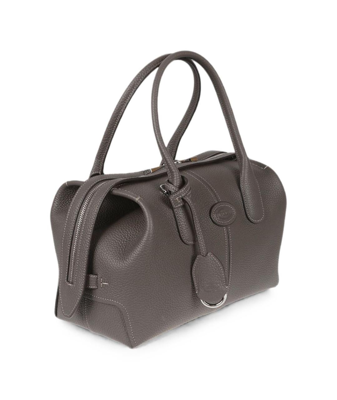 TOD'S Серая кожаная сумка тоут, фото 2