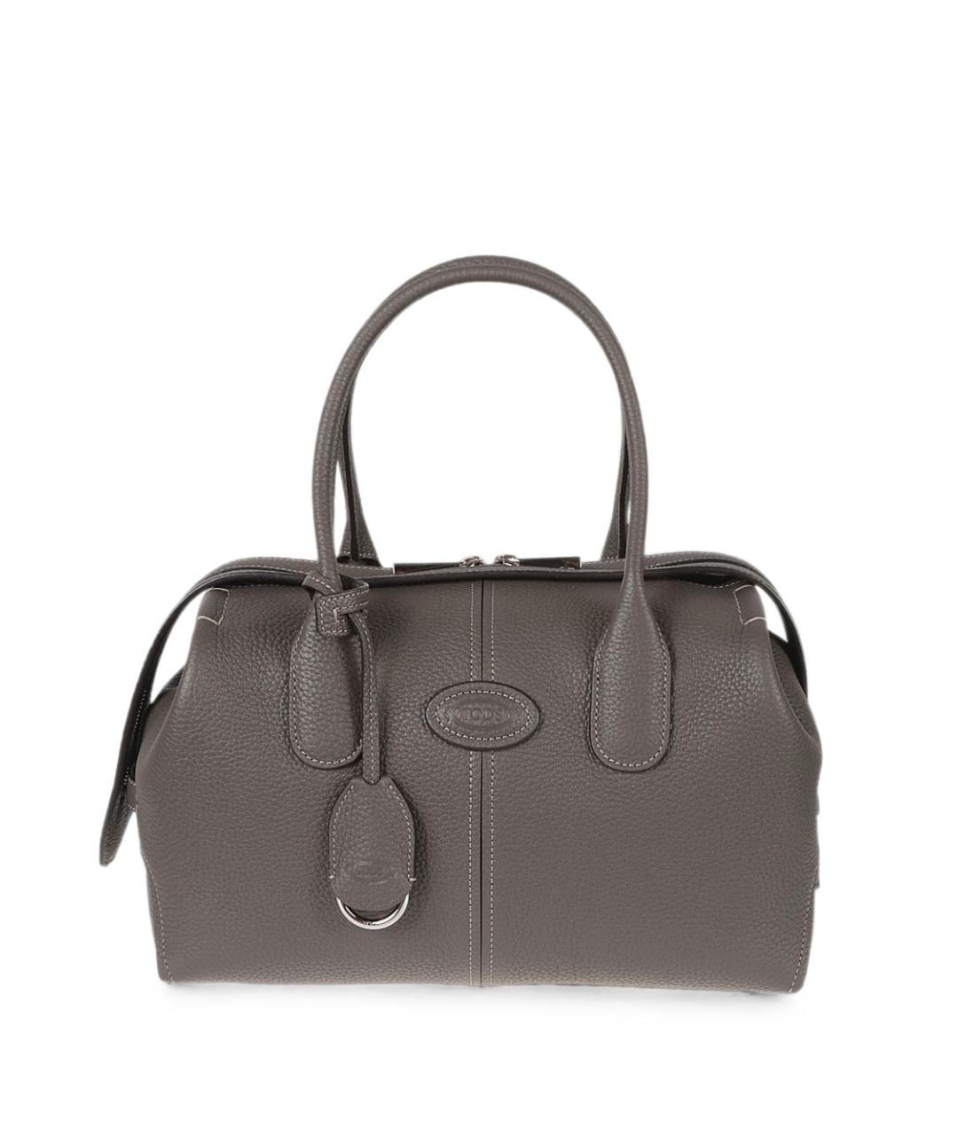 TOD'S Серая кожаная сумка тоут, фото 1