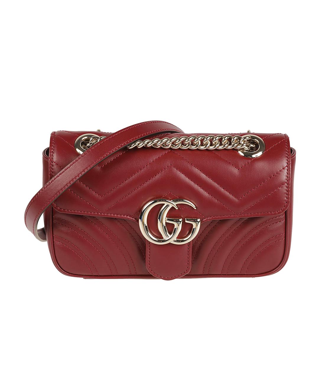 GUCCI Бордовая кожаная сумка через плечо, фото 3