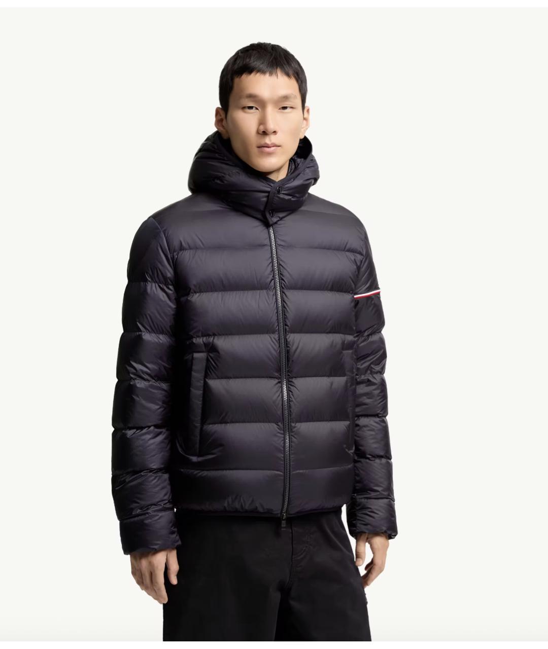 MONCLER Темно-синий полиамидовый пуховик, фото 6